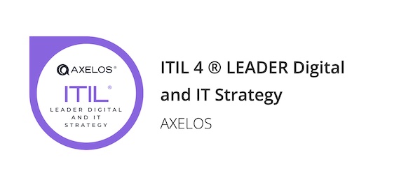 ITIL 4 ® LEADER Digital and IT Strategy by Axelos badge
