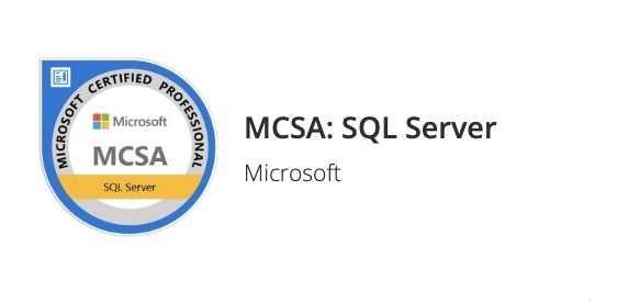 MCSA: SQL Server. Microsoft Certified Solutions Associate badge