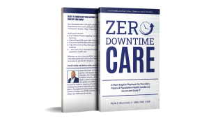 Zero-Downtime Care Stock Image_2 books_Book displaying front-cover in foreground and behind it is a book (50% visible) displaying back-cover
